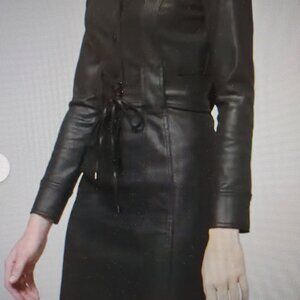 White House Black Market WHBM coated denim shirtdress NWT size 6 black